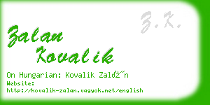 zalan kovalik business card